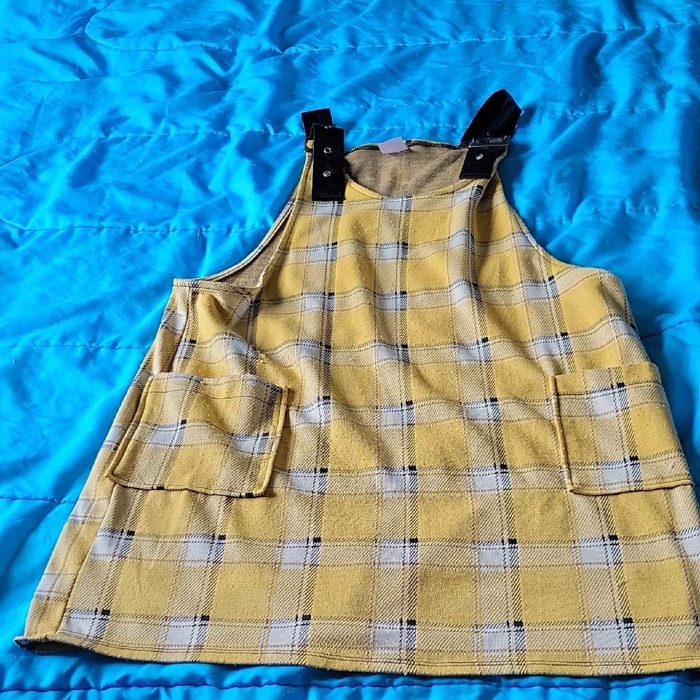 Yellow Plaid Pinafore Dress